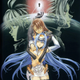 Two figures sensually embrace against the backdrop of a planet.